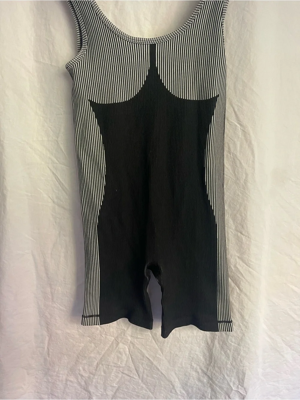 Activewear Sculpting Striped One Piece Bodysuit Size S Sporty Yoga Athletic